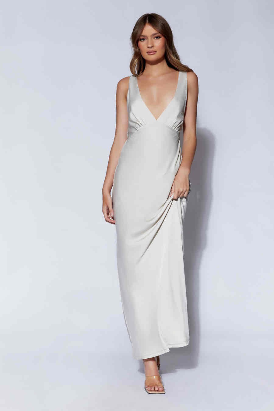 bridesmaid of honor dresses Leia Modest Sweetheart Pleated Chiffon Maid Dresse Beige Embroidered Maxi Dress- Bra Friendly Dresses Colour:Cobalt Blue
