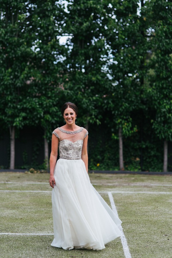 collette dinnigan beaded dress Collette Dinnigan, Lattice Pearls Beaded Bodice Gown Used Wedding Dress
