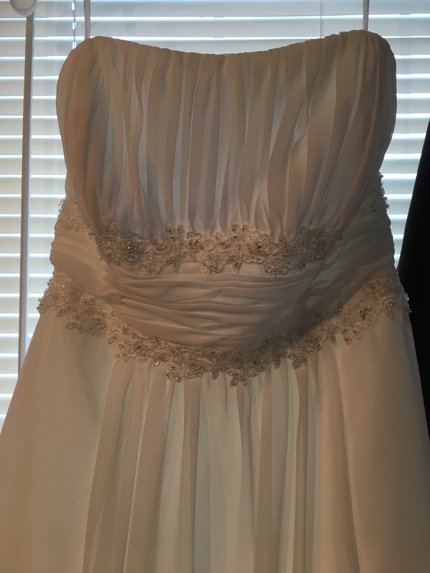 David's Bridal Soft Chiffon Wedding Dress with Beaded Lace Detail Used  Wedding Dress Save 71% - Stillwhite
