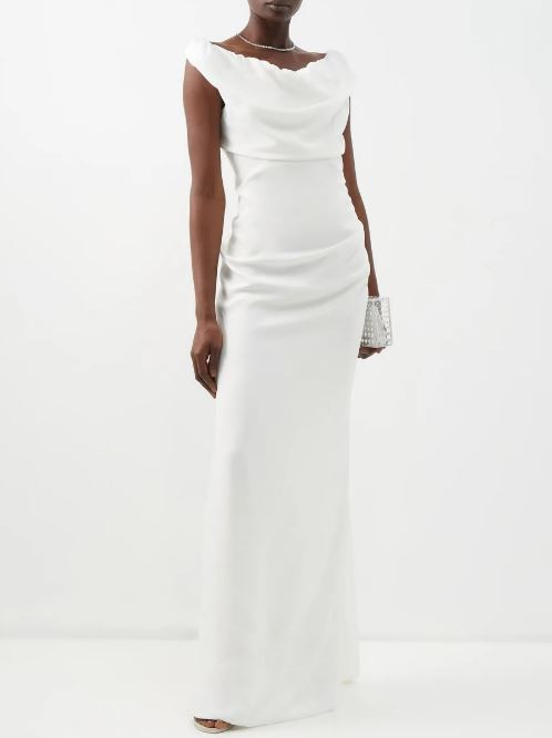 vivienne westwood ginnie draped off-the-shoulder satin dress Vivienne Westwood, Ginnie off-the-shoulder cady maxi dress Wedding Dress  Save 21%