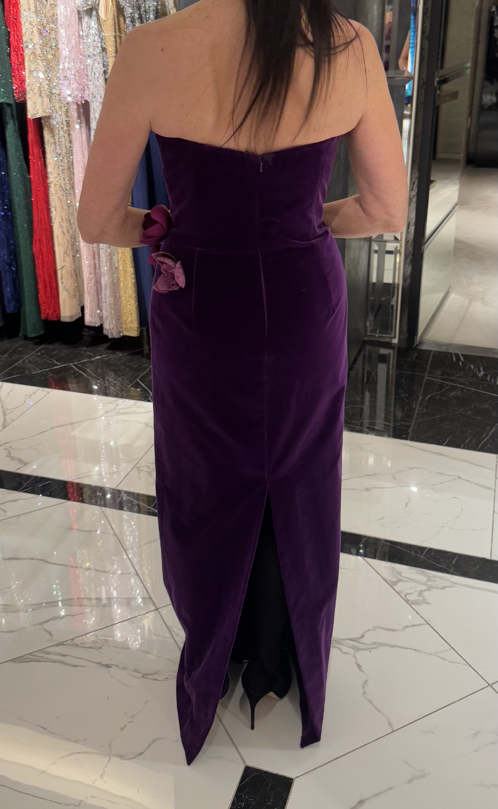 purple velvet embroidered dress Purple Velvet Maxi Dress
