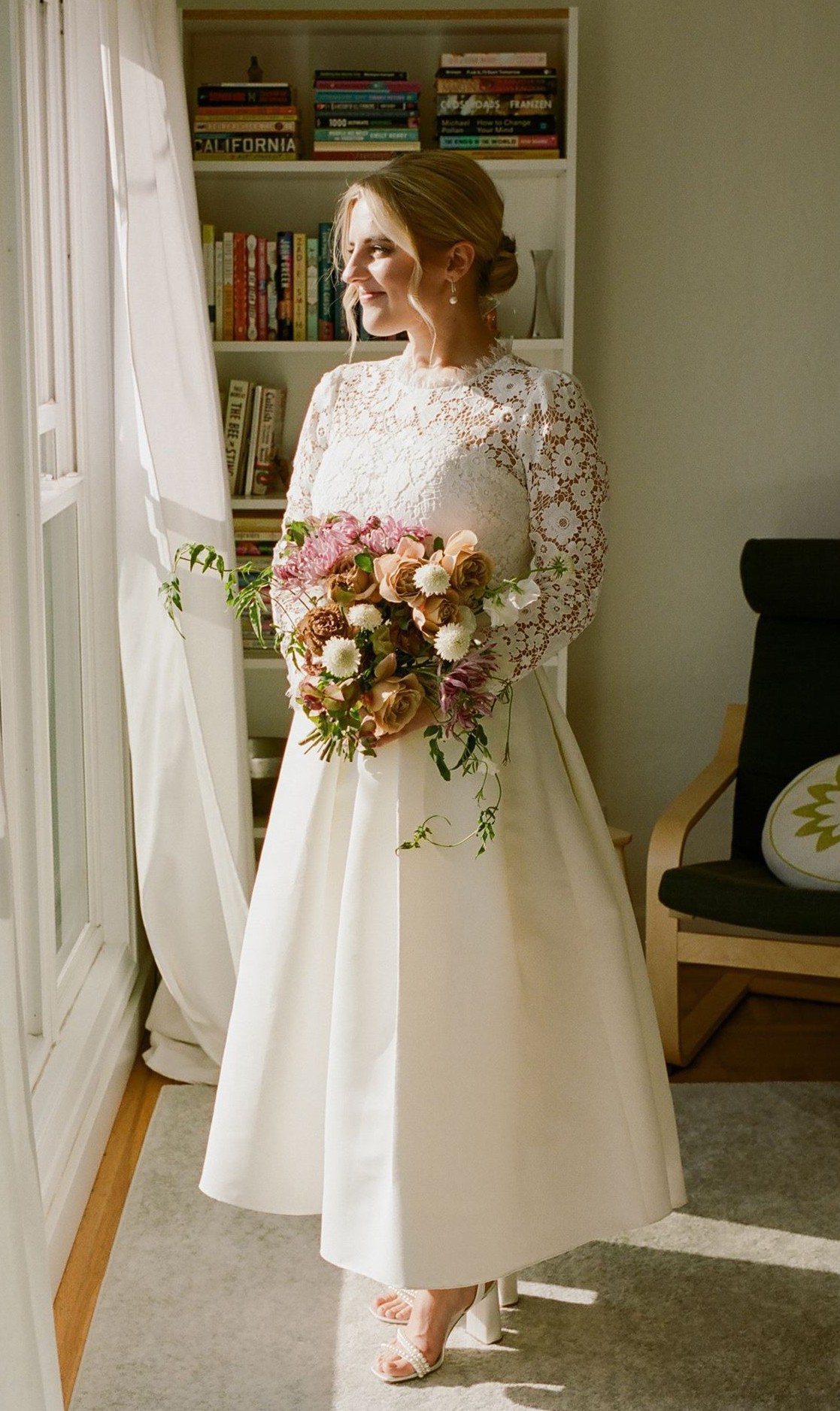 Sachin & Babi, Cecilia Lace Long Sleeve Midi Dress Wedding Dress Save 45%
