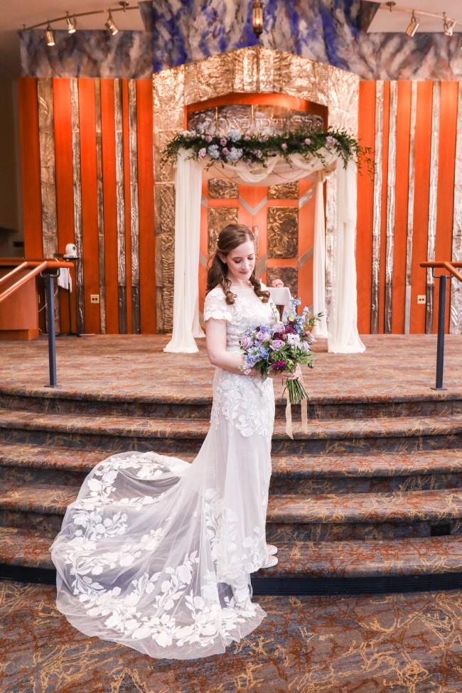 Melissa Sweet Embroidered Illusion Cap Sleeve Wedding Dress (8MS