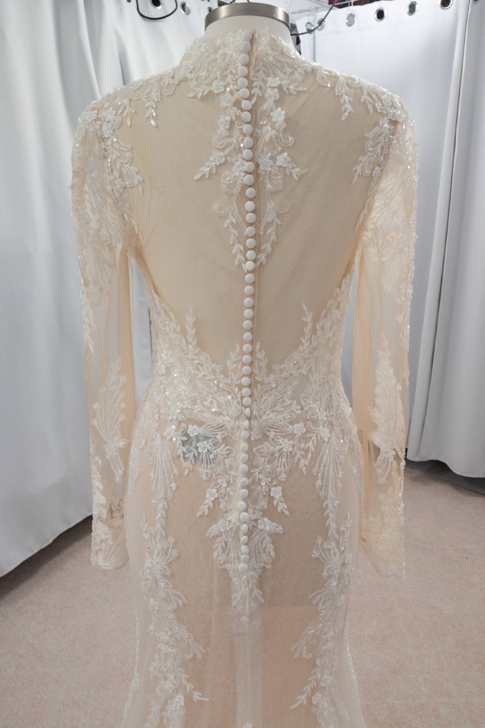 wedding dress with lace bodice A-Line Wedding Gown with Lace Appliques and Open Back CDCD964W –  smcfashion.com main image 1