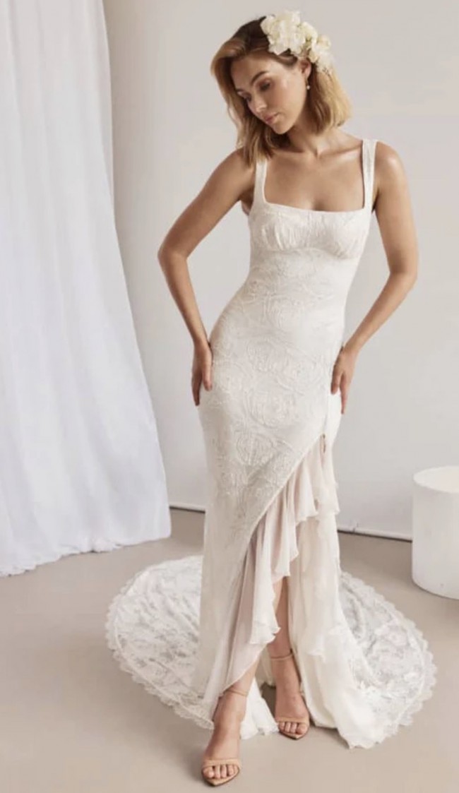 tulle lace wedding dress Ladivine CD854W White Wedding Dress main image 1