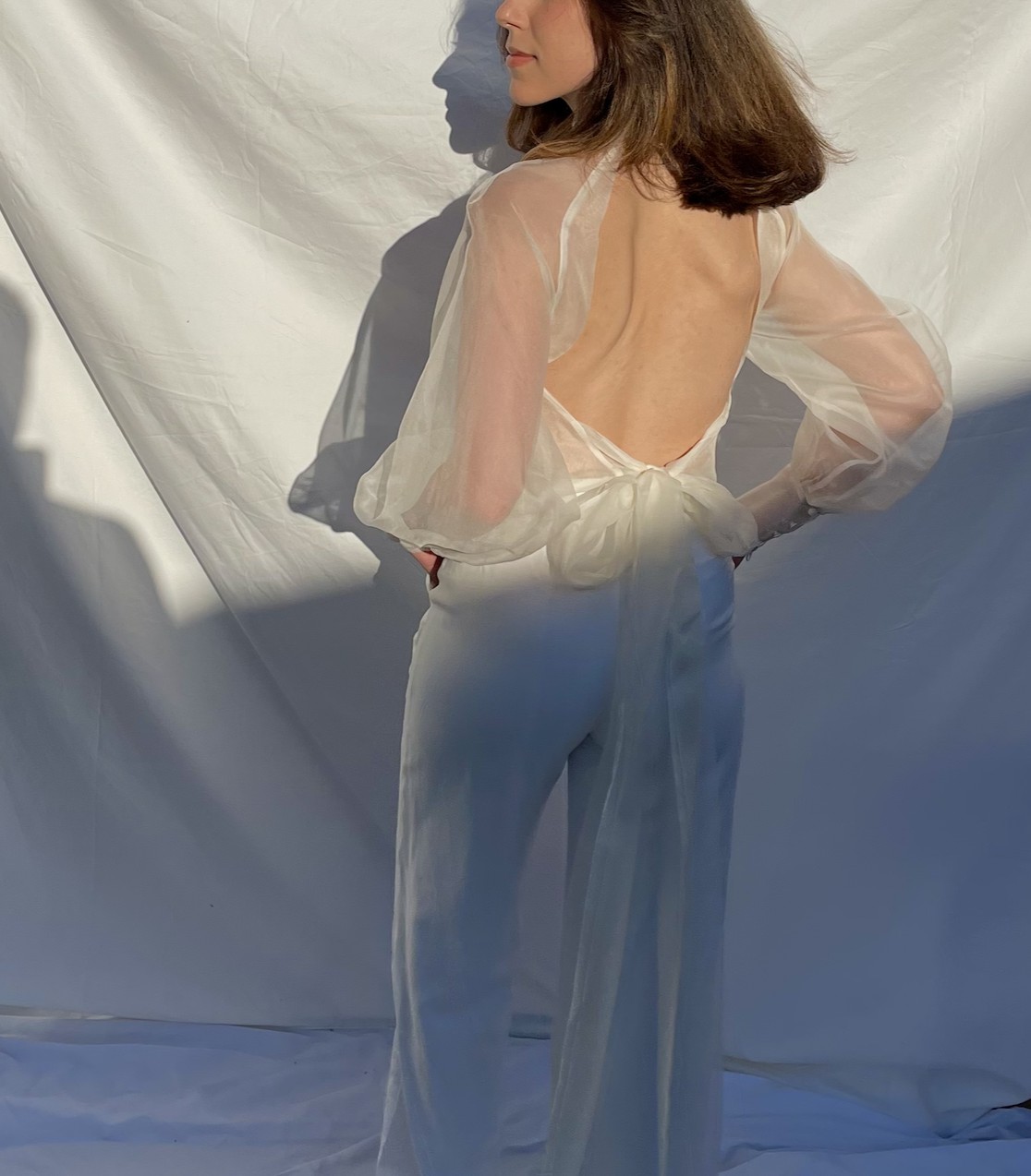 Harriette Gordon 3.5B Backless Organza Blouse New Wedding Dress