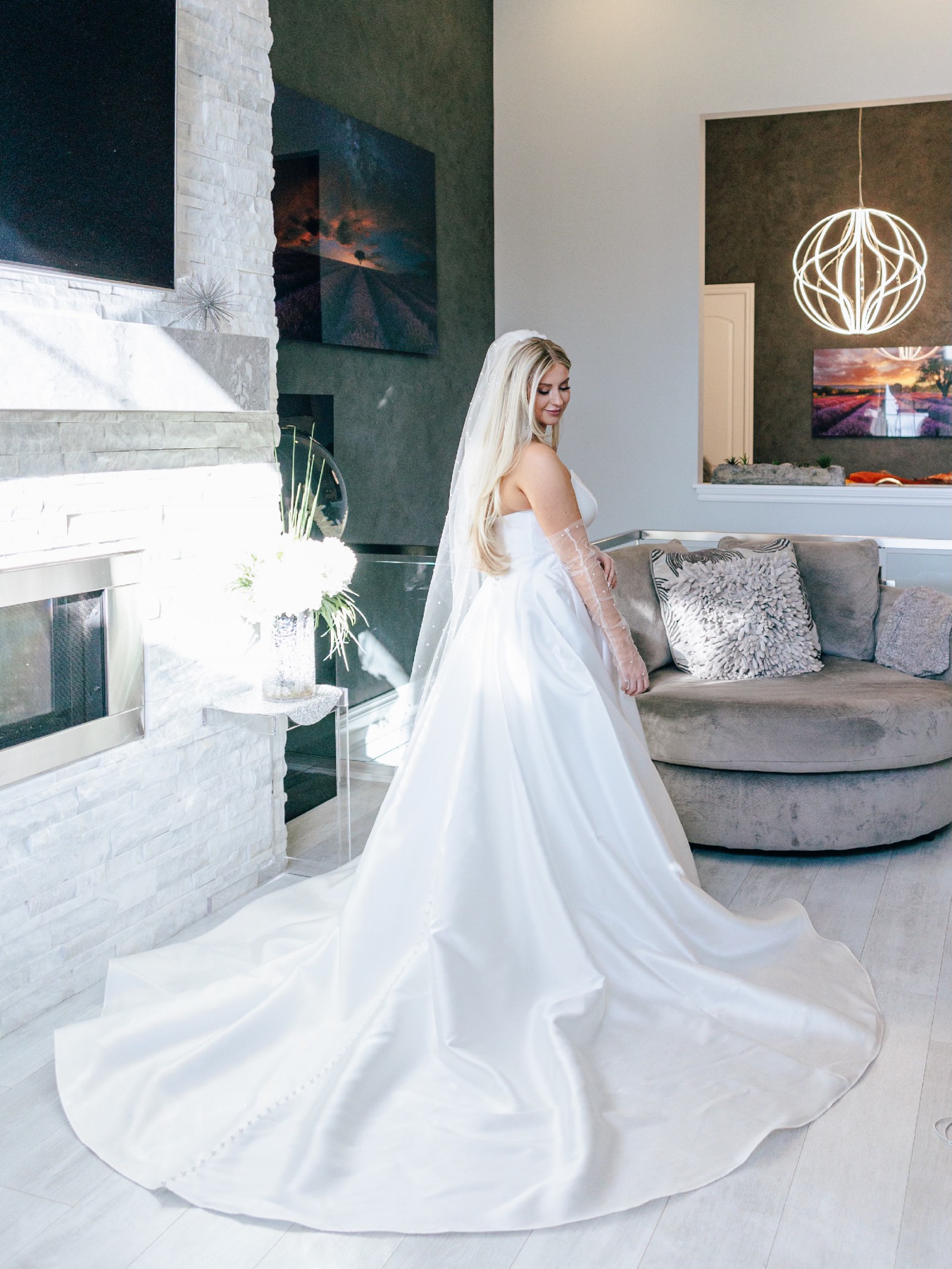 a line minimalist wedding dress Simple Long Bridal Gown A Line Wedding Dress main image 1