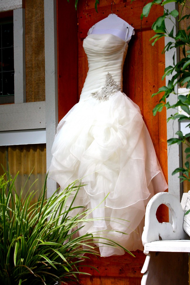 David's Bridal Galina Signature Organza Tulle High Low Gown