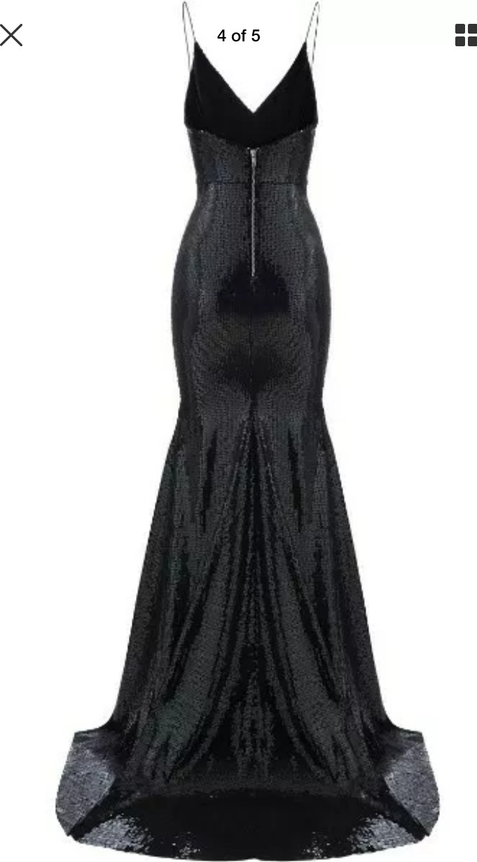 Alex Perry Black Sequin Bikini Gown with Fish Tail Preowned