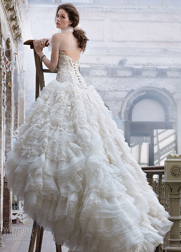 white christmas dresses used Lazaro 3910 with Veil