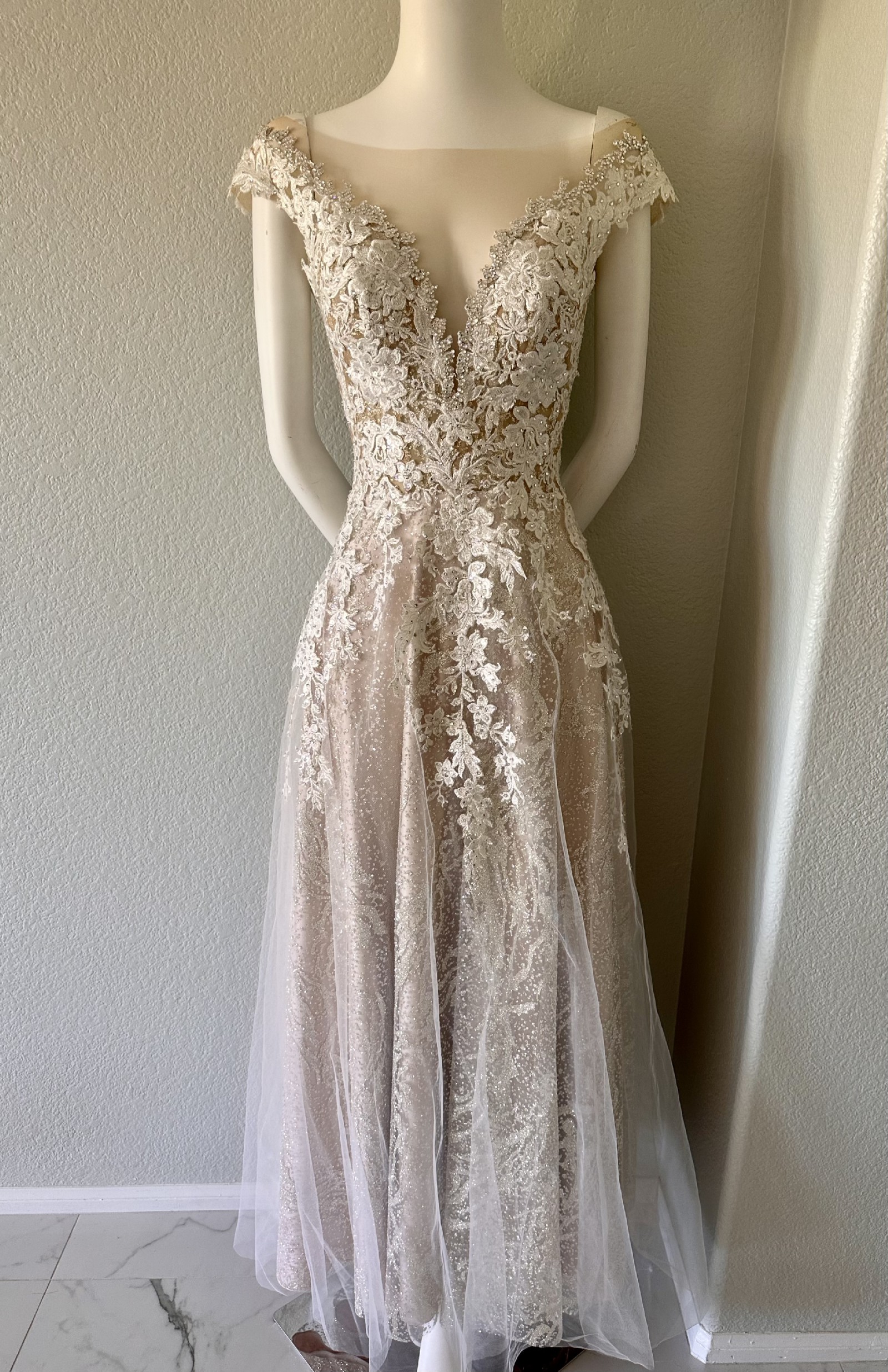 Nude Floral Lace Wedding Dress Enn – Olivia Bottega