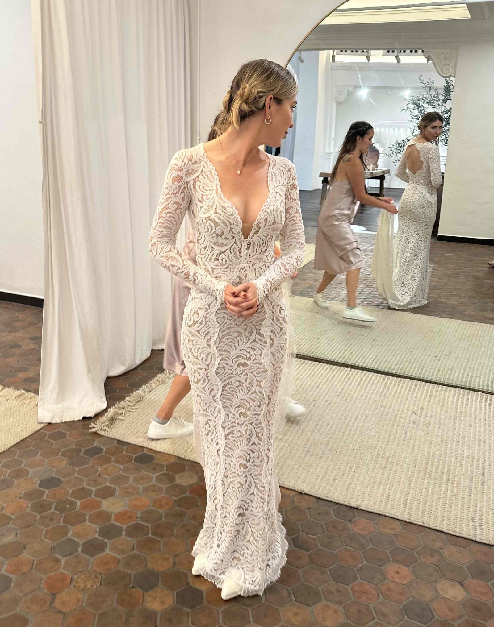 Grace Loves Lace Olive Gown with Chai Colored Lining Wedding Dress Save 45%  - Stillwhite