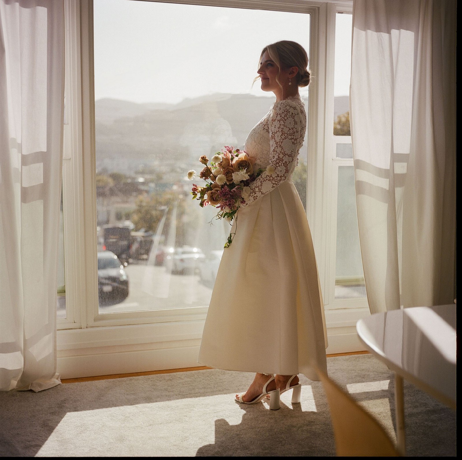 Sachin & Babi, Cecilia Lace Long Sleeve Midi Dress Wedding Dress Save 45%