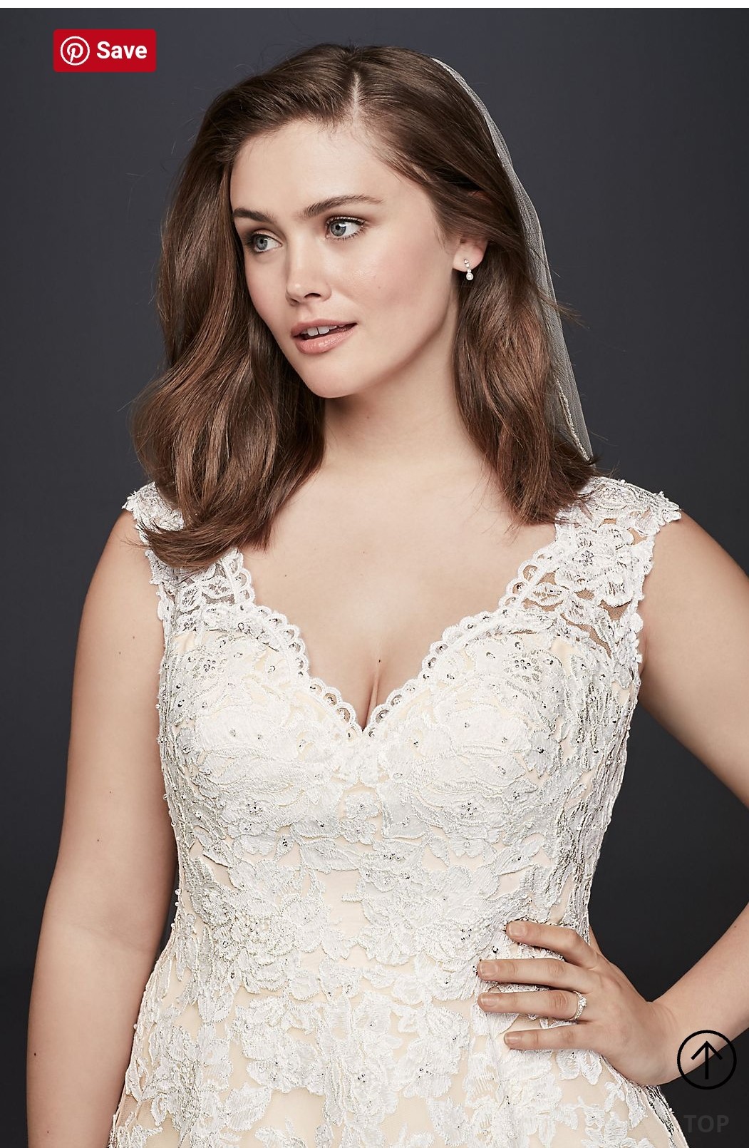 scalloped lace and tulle plus size wedding dress
