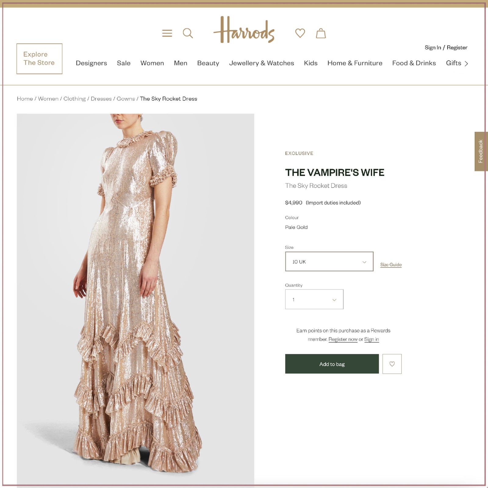vampires wife gold dress Rent Realisation Par Marie Dress In Rose main image 1