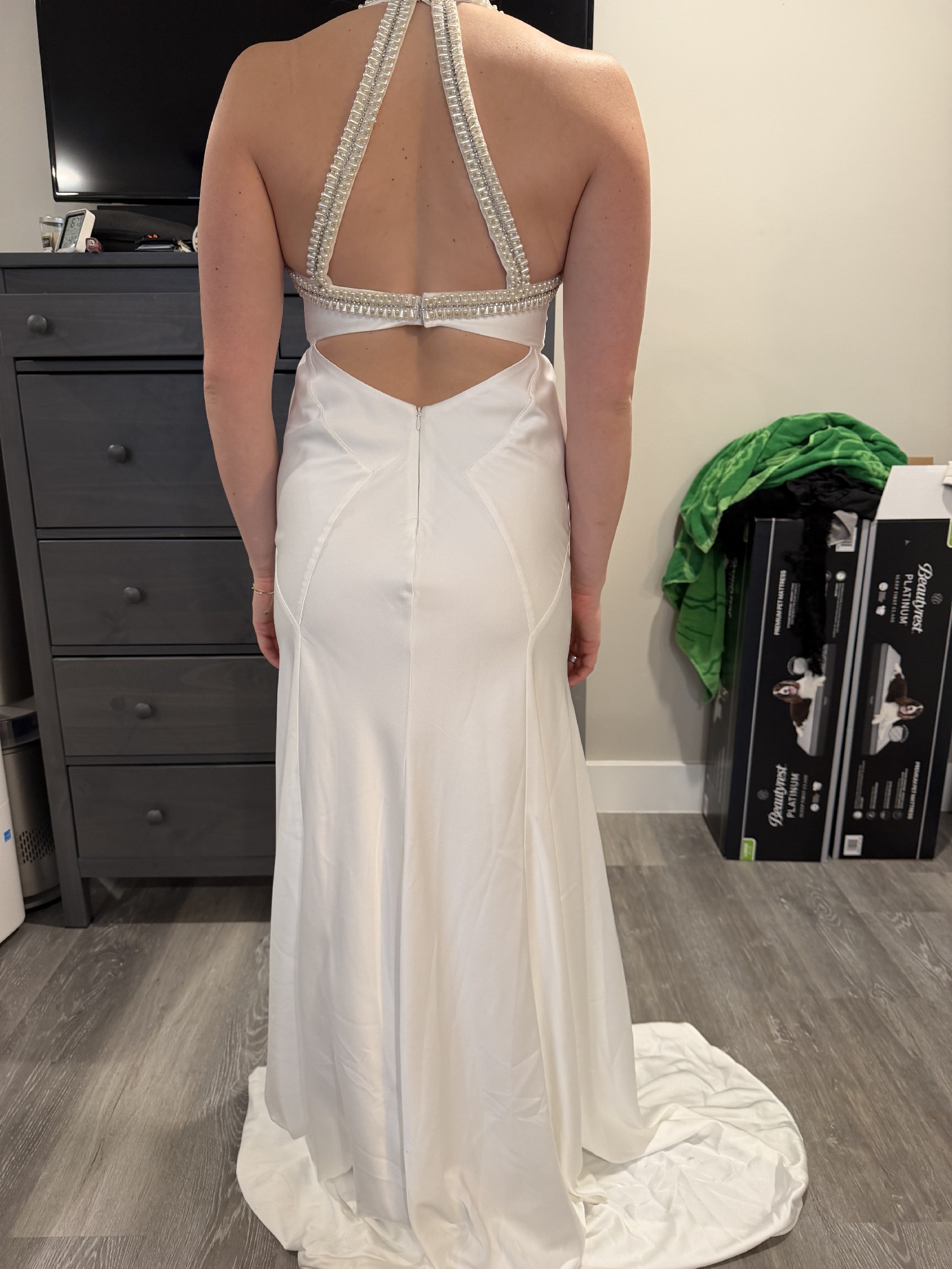 BHLDN, Ivory Pearl Strap Satin New Wedding Dress Save 48% - Stillwhite