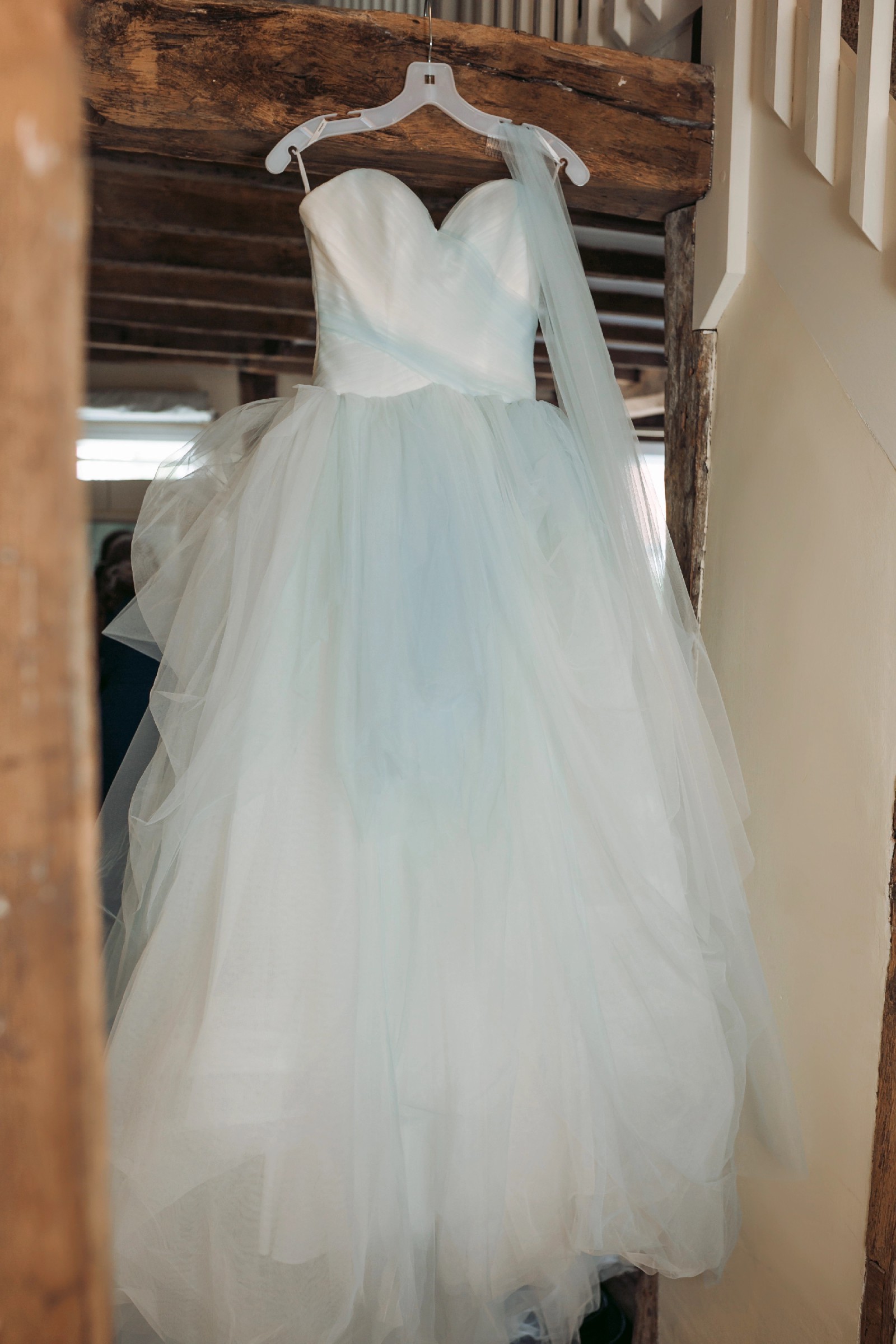 blue and white ombre wedding dress