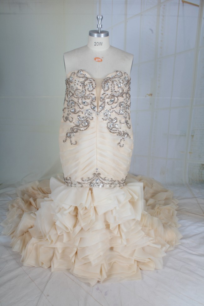 Custom Gown Strapless plus size mermaid wedding gown