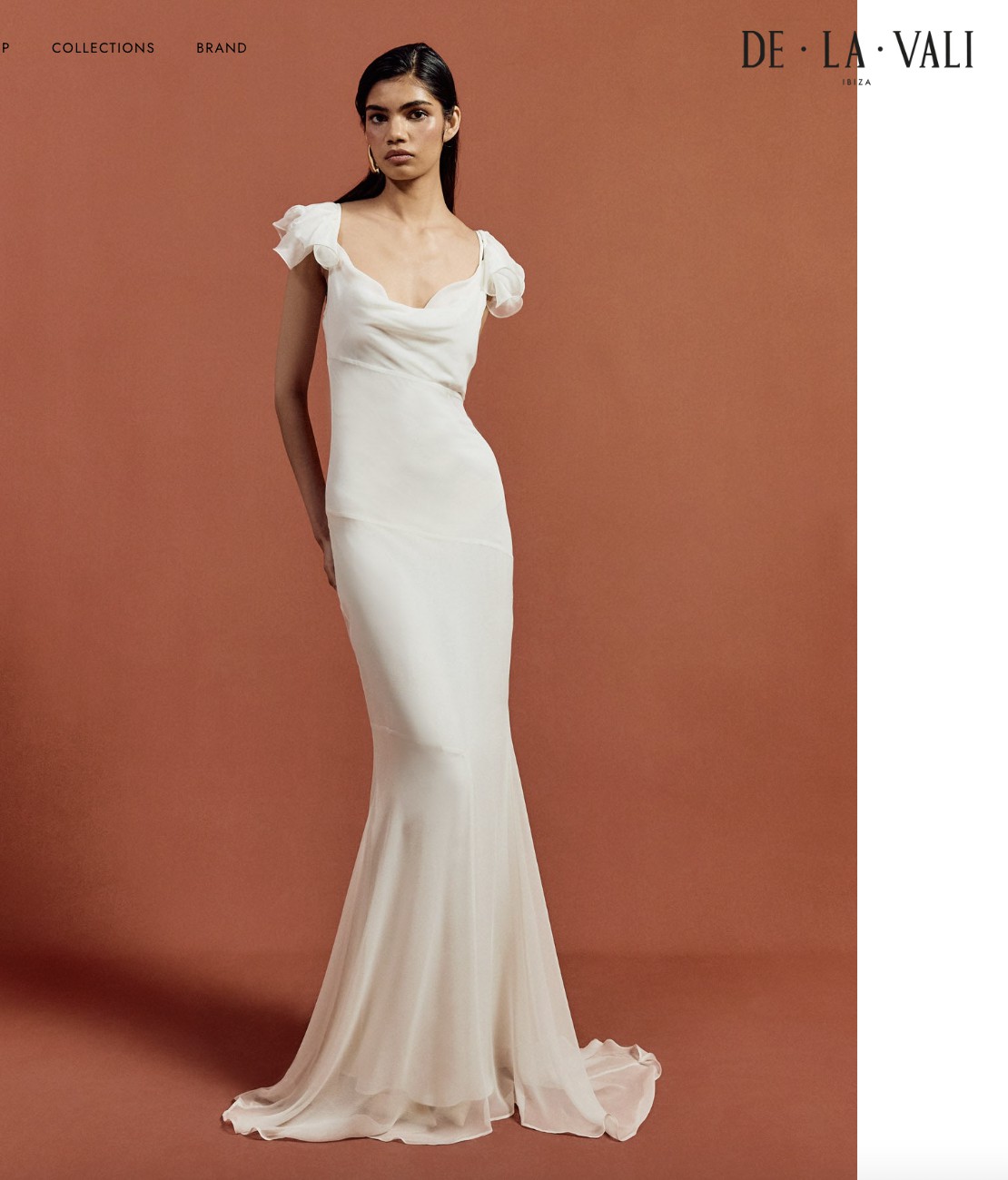 De La Vali, Gaia Maxi Dress in Ivory Silk Chiffon New Wedding Dress Save  39% - Stillwhite