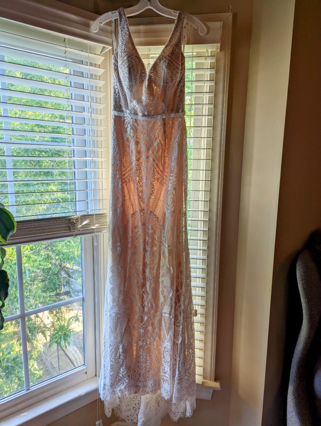 David's Bridal Geometric Lace Tank Dress