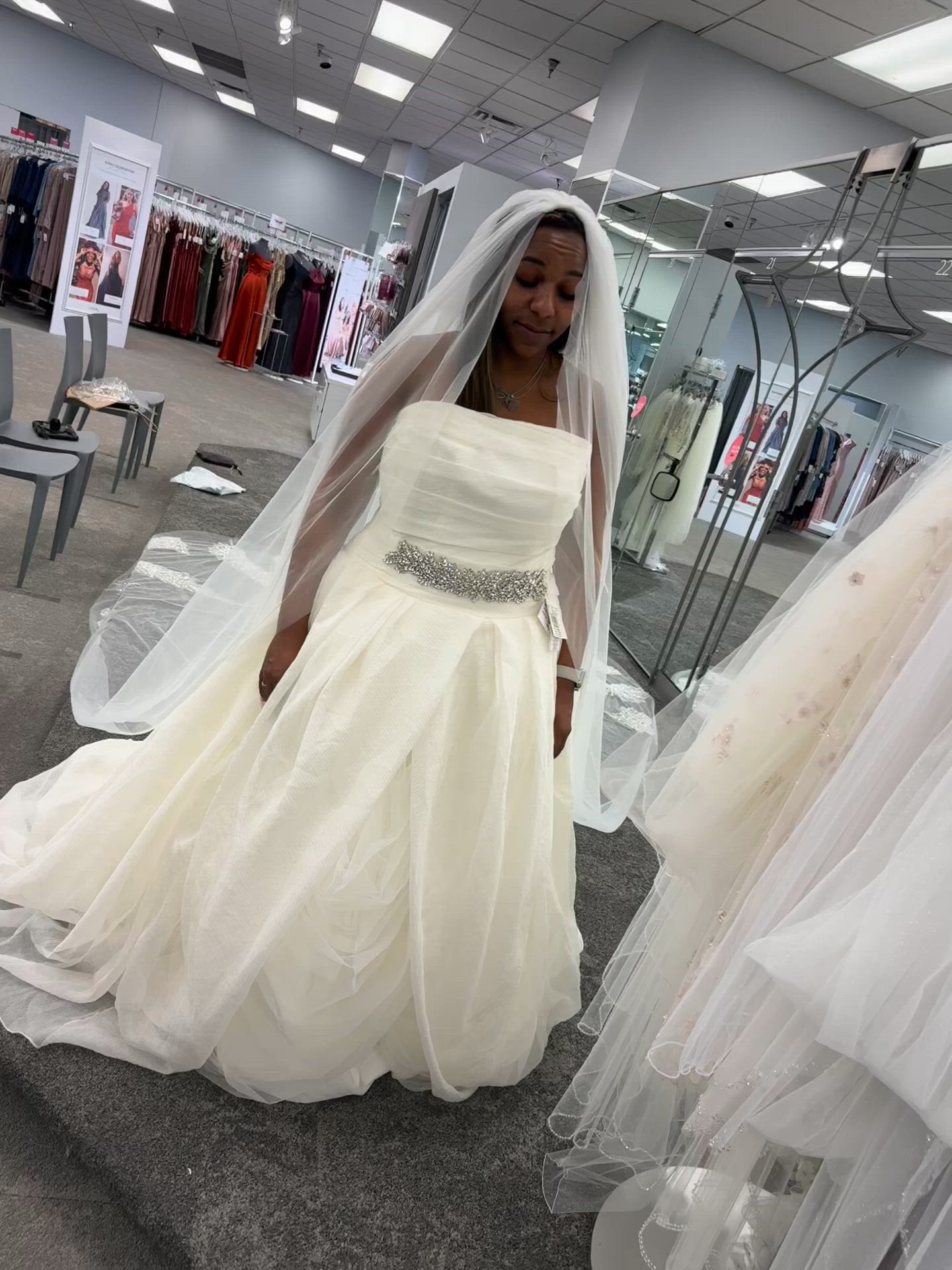 WHITE by VERA WANG ワンショルダードレス ドレープ シフォン WHITE by