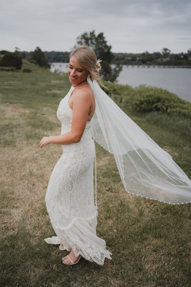 casablanca lace halter gown