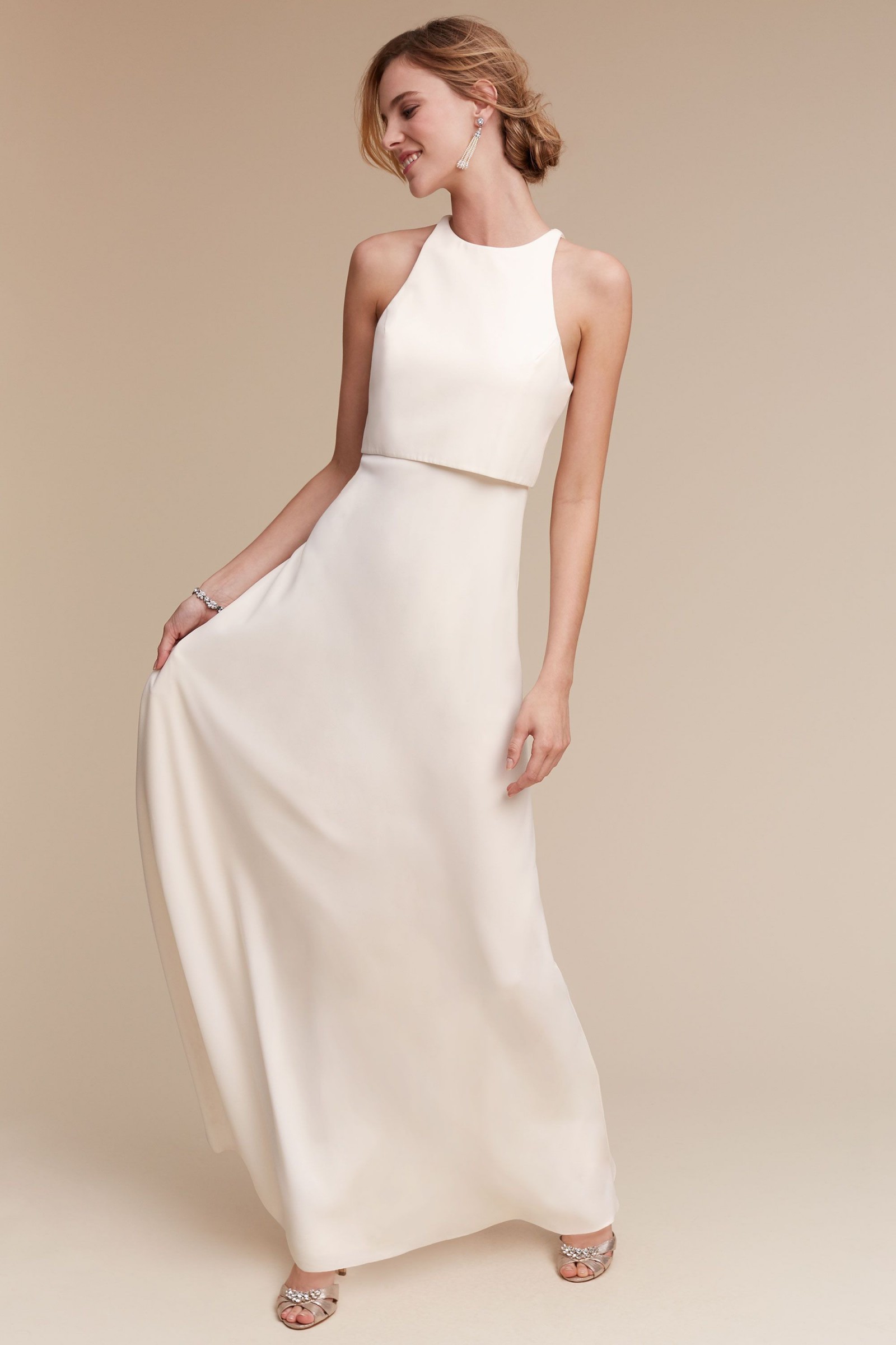 BHLDN Jill Stuart Iva Crepe Maxi New Wedding Dress Save 30 