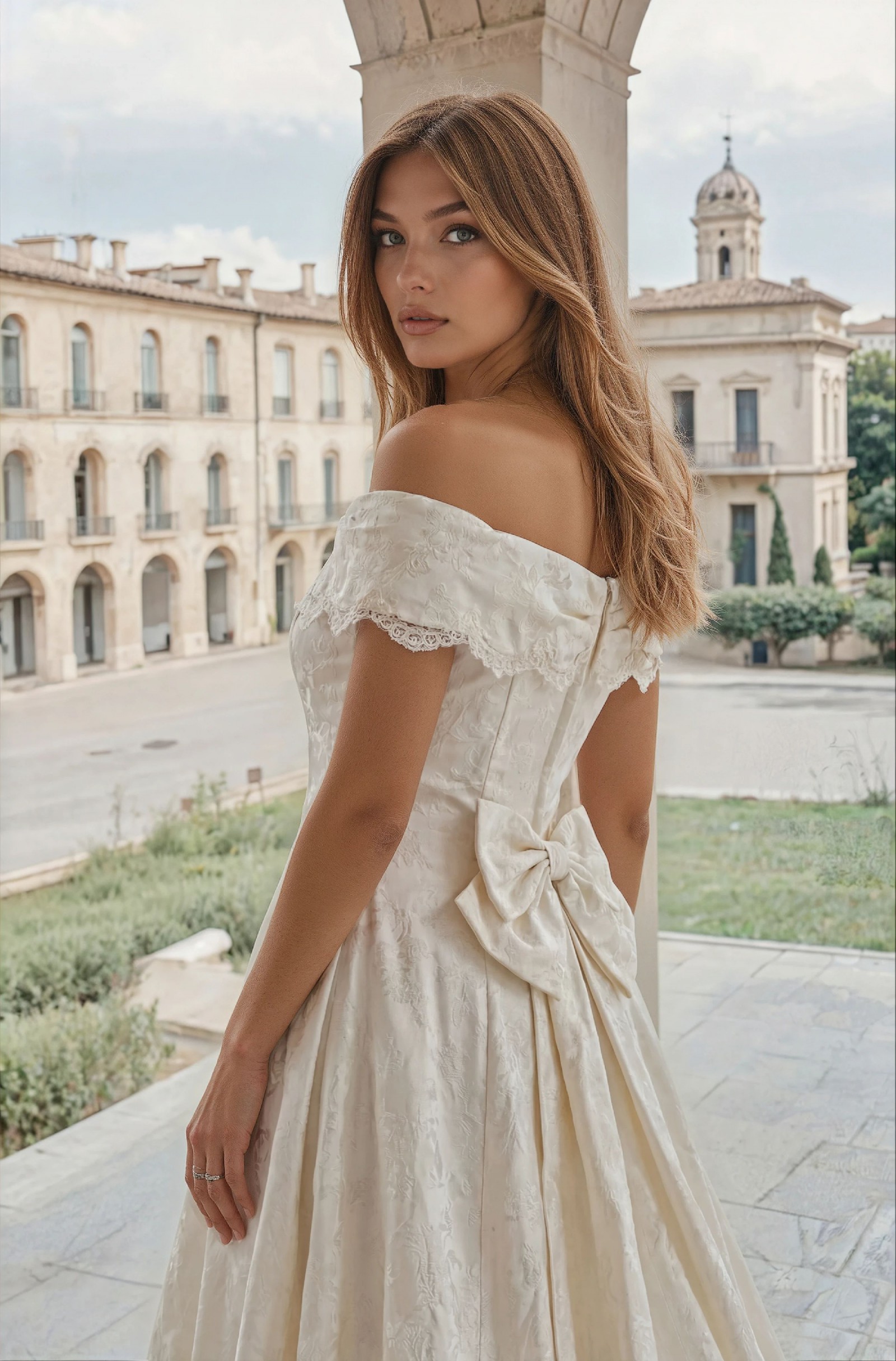 Scott McClintock, Vintage Scott McClintock Lace Wedding Gown with Re  Wedding Dress - Stillwhite