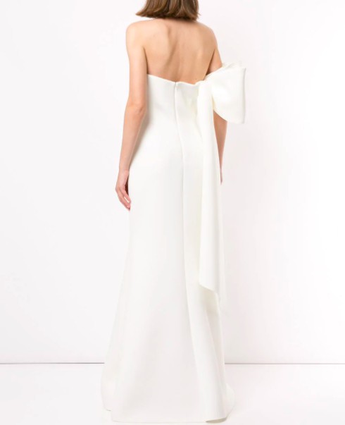 Badgley Mischka, STRAPLESS ONE SHOULDER ASYMMETRICAL BOW GOWN New Wedding  Dress Save 55% - Stillwhite