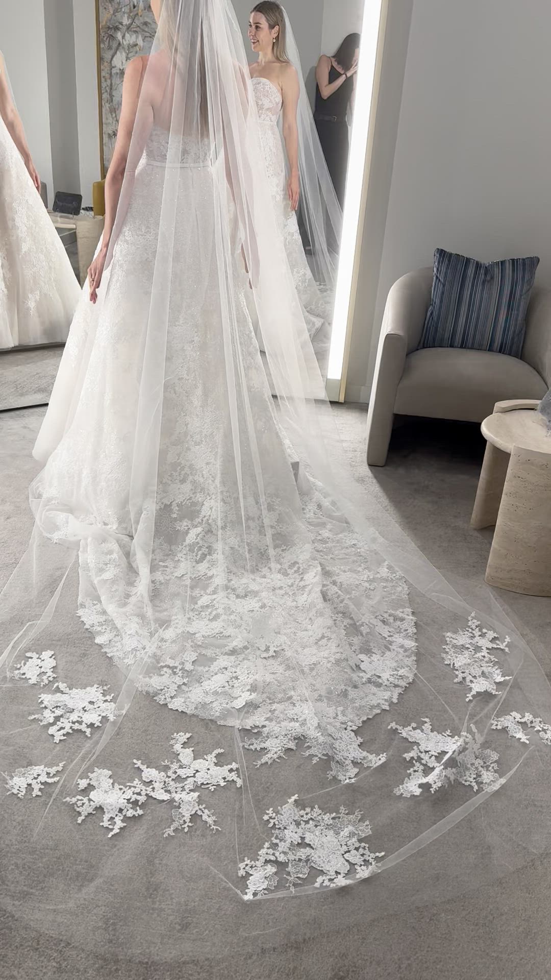 Mira Zwillinger, Custom “Asti” Gown with matching veil