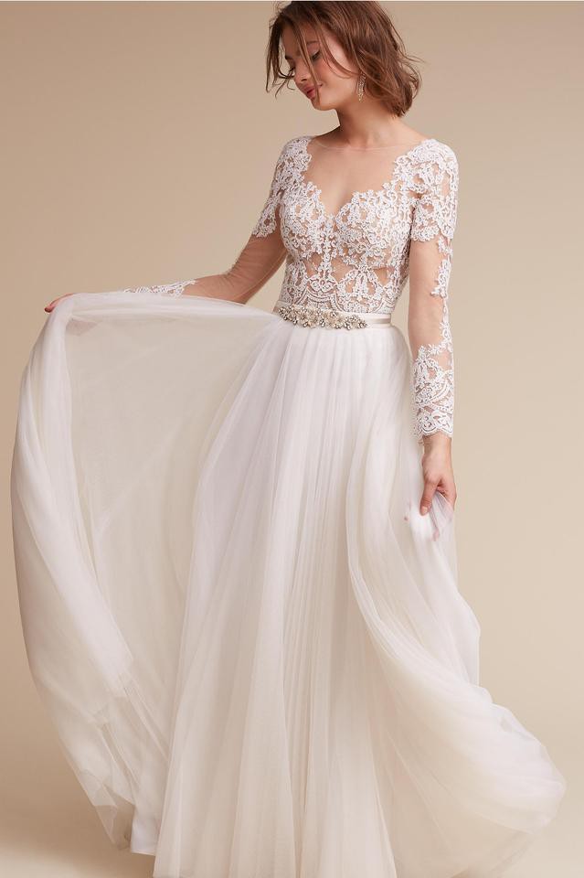 BHLDN Rhea Bodysuit with custom made tulle skirt Used Wedding Dress Save  74% - Stillwhite