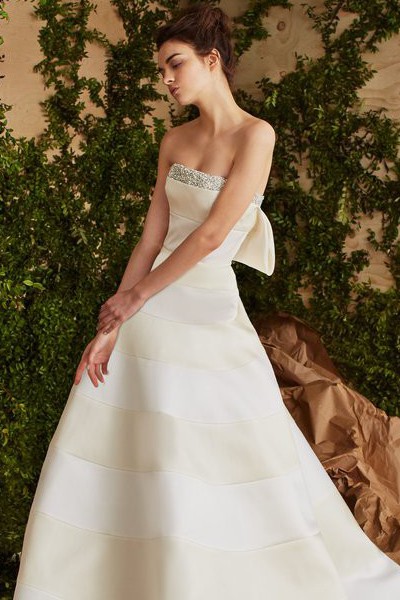 carolina herrera white dress Strapless tiered ruffled cutout moire-taffeta mini line silhouette Hilary Rhoda's Carolina Herrera Wedding