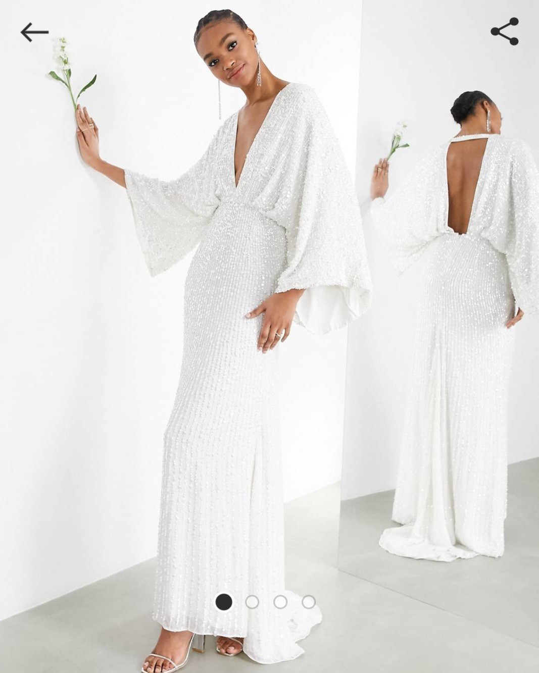 ASOS Bridal Ciara sequin kimono sleeve wedding dress New Dress Save 15% - Stillwhite
