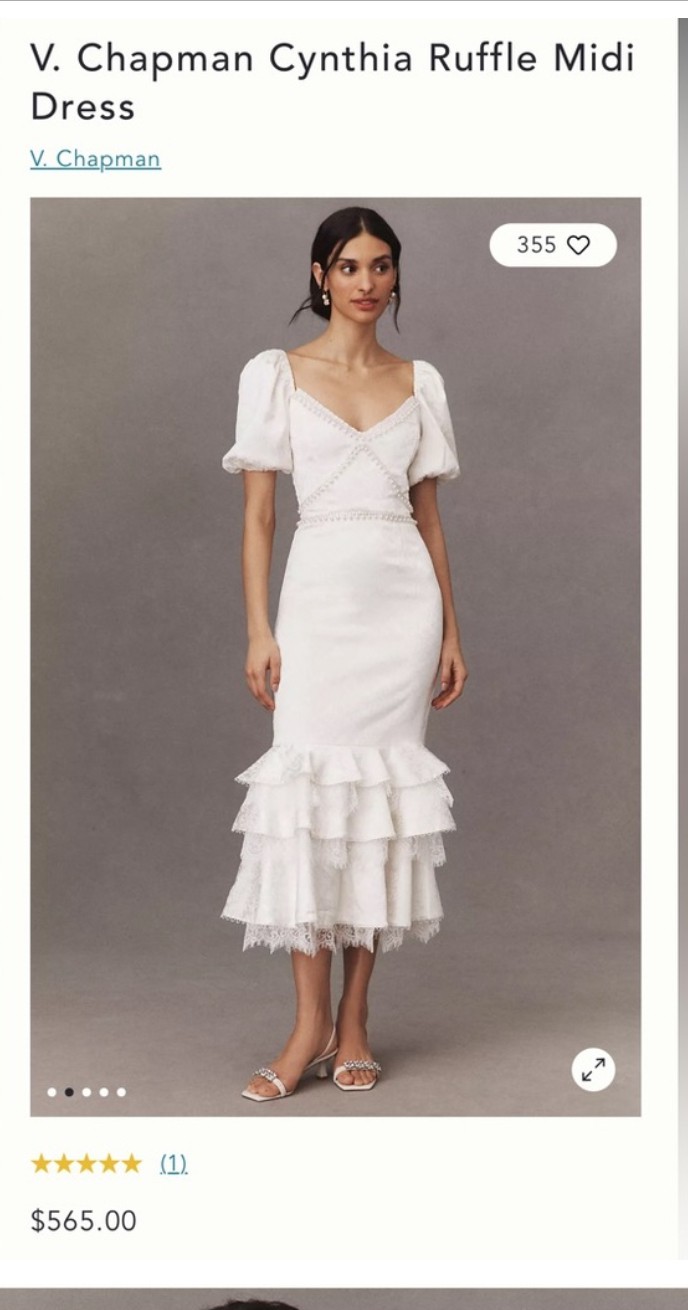 V. Chapman, Cynthia Ruffle midi dress Wedding Dress Save 51% - Stillwhite