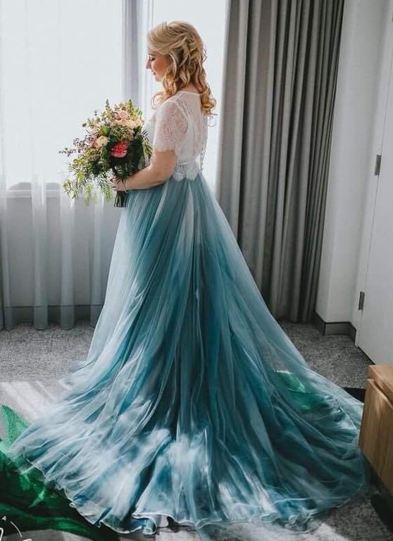 chantel lauren blue wedding dress