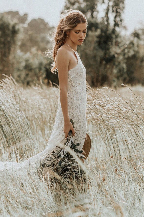casablanca lace halter gown