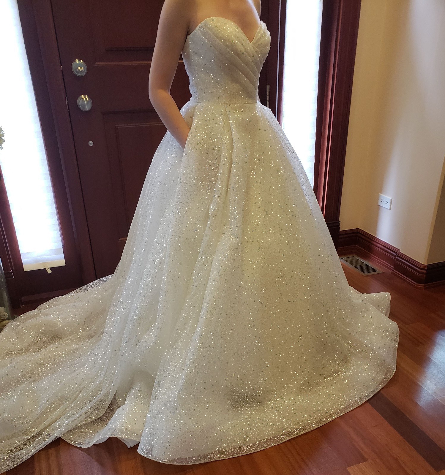 Ball Gown Strapless Ivory Sequins Sparkle Princess Wedding Dress QP1236