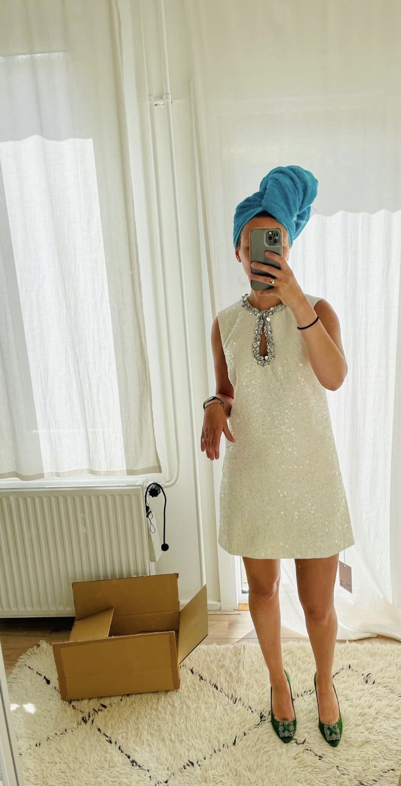 Self Portrait, Self-Portrait Cream Sequin Boucle Mini Dress Wedding Dress  Save 26% - Stillwhite