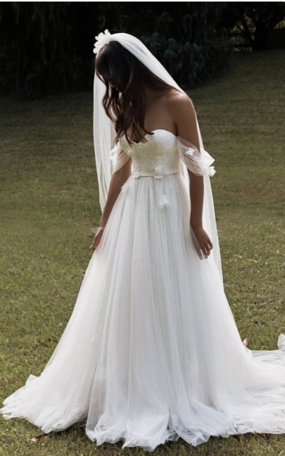 chinese dress ladies Sparkly Star Sequined Tullen Two Piece Beach Wedding Dresses, CW0301 US2 / As Pic main image 1