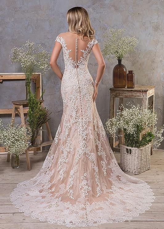 fitted lace wedding dress Size 16 Casablanca 2507 Kitty Champagne/Nude/Ivory Gown – Bridal Sense main image 1