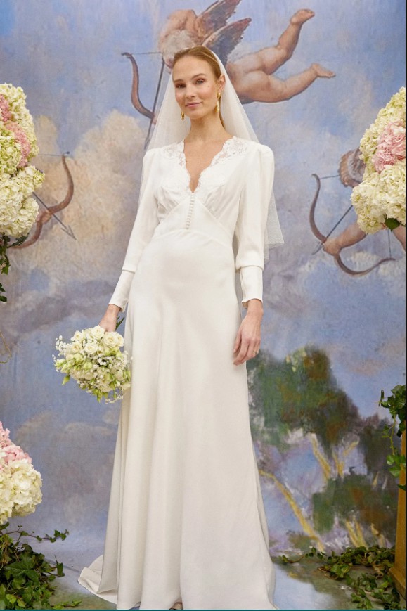 fitted lace wedding dress Celine Dress, in Ivory Luxe Satin main image 0