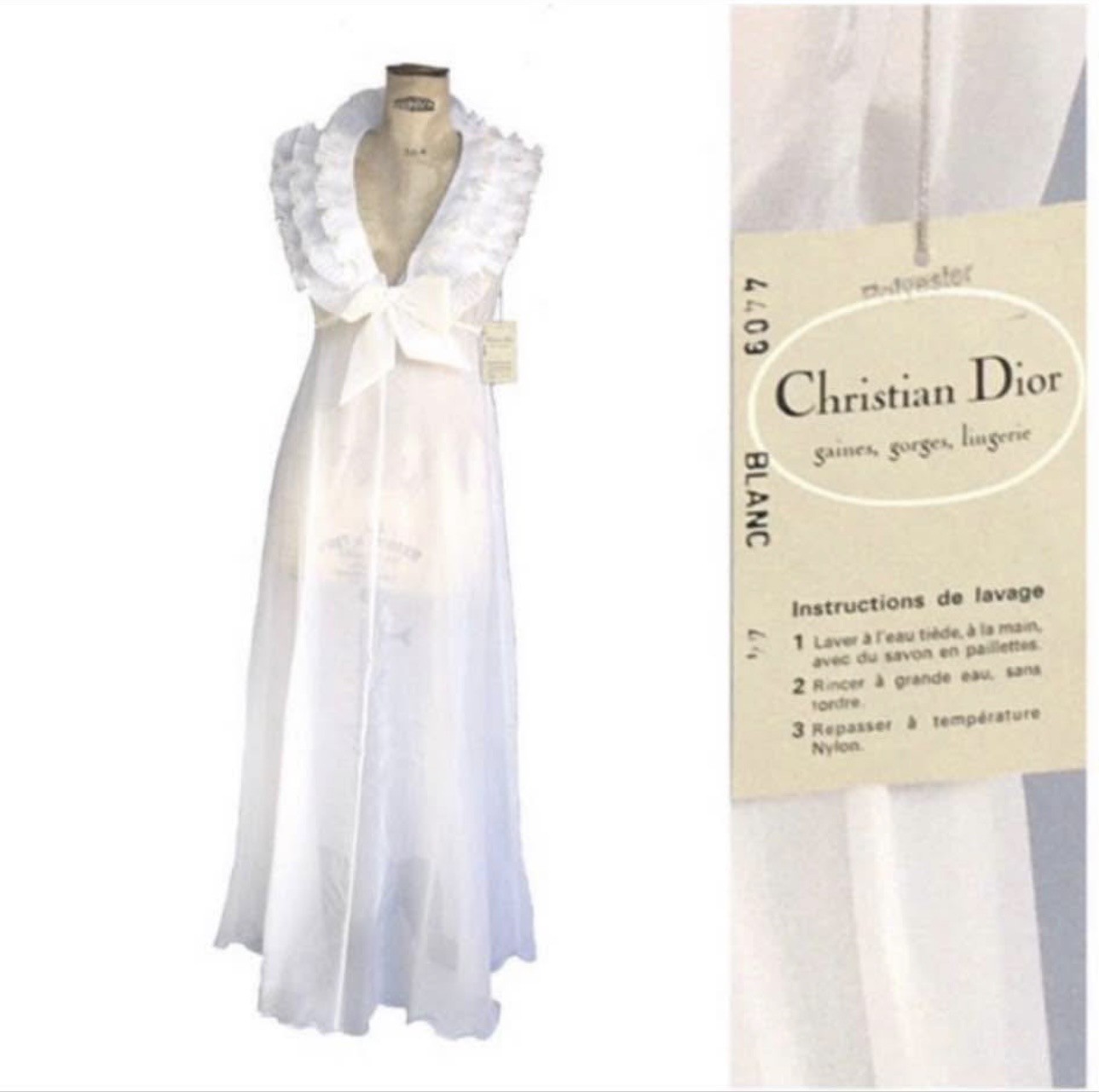 Christian Dior, Vintage Ruffle Empire Maxi Dress – NWT – Ivory New