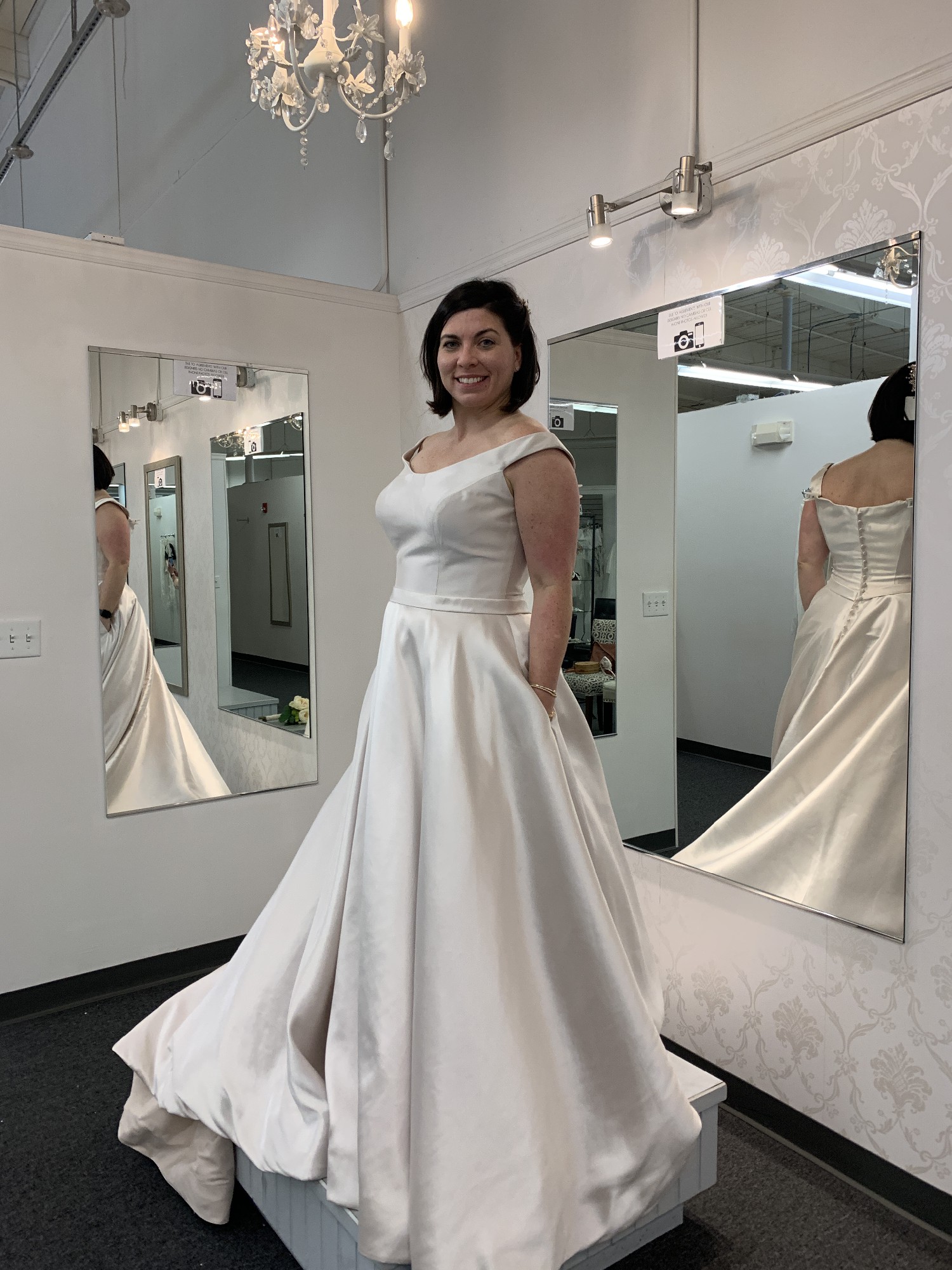 Almond color wedding dress store