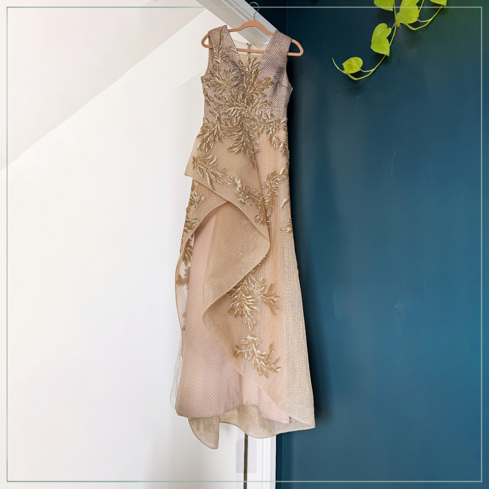 slim fit dress slacks Saiid Kobeisy RTWSS20-08 Off-Shoulder Fully Embroidered Evening Dress
