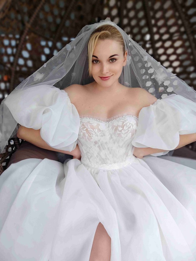 Yaroslavska Dresses Pearl bustier corset floral organza wedding dress
