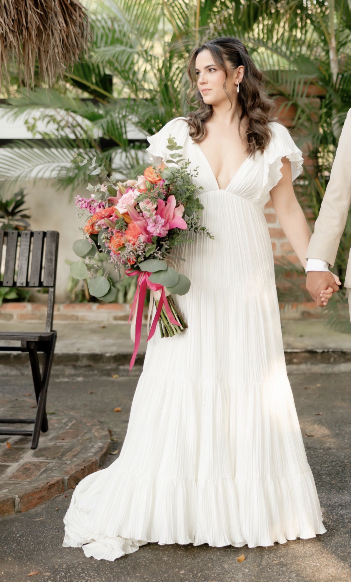 BHLDN, VALERIE FLUTTER-SLEEVE PLEATED SATIN WEDDING GOWN Wedding Dress Save  28% - Stillwhite