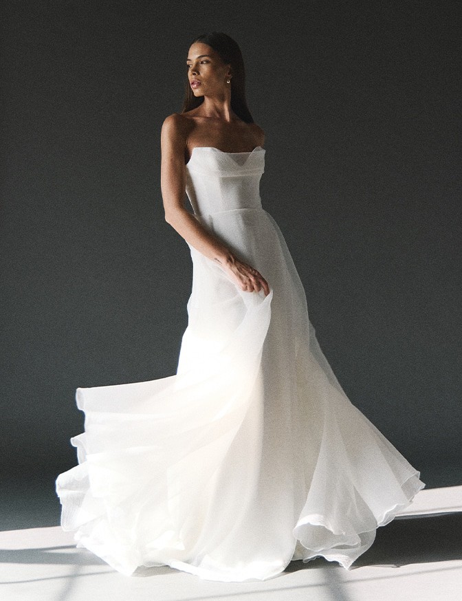 open lace back dress Floral Organza A-Line Wedding Dress – Ludyne Yuceed main image 1