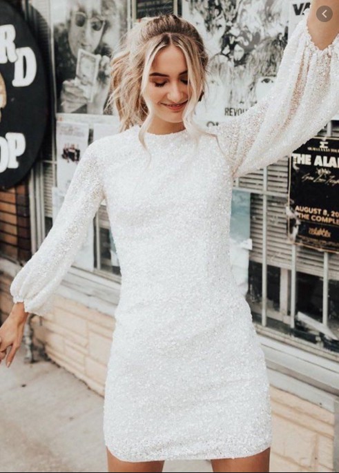 BHLDN goldie long sleeve sequin dress New Wedding Dress - Stillwhite