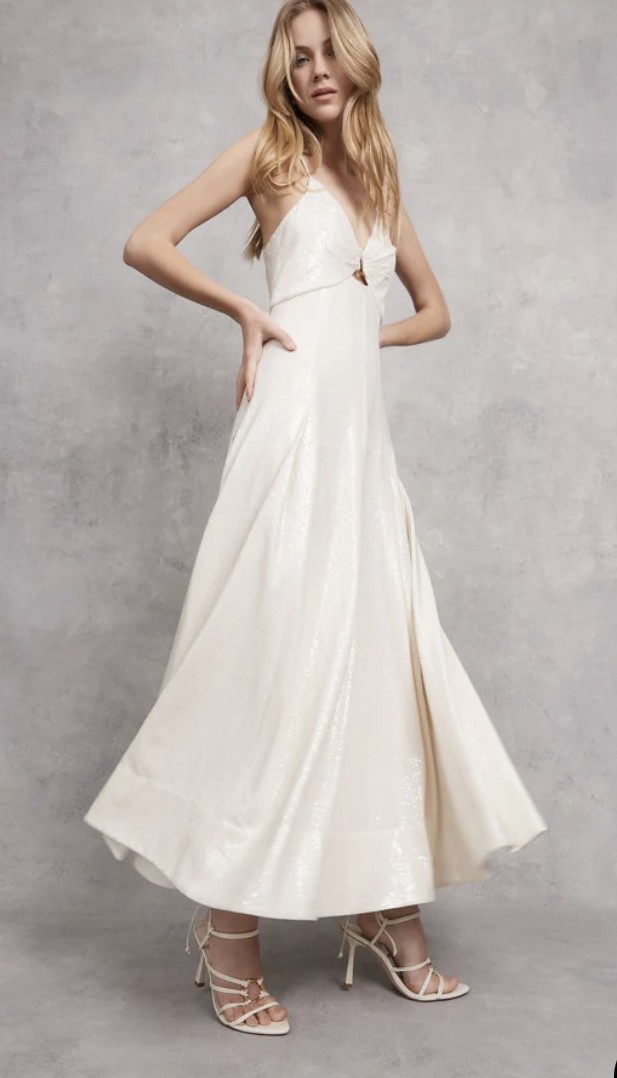 Aje, Idyllic strappy sequin midi dress Wedding Dress Save 81% - Stillwhite