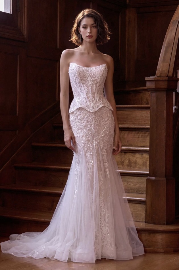 ivory trumpet wedding dress New simple trumpet wedding dress